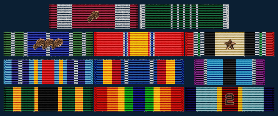 U.S. Army ribbon rack in uniform wear order