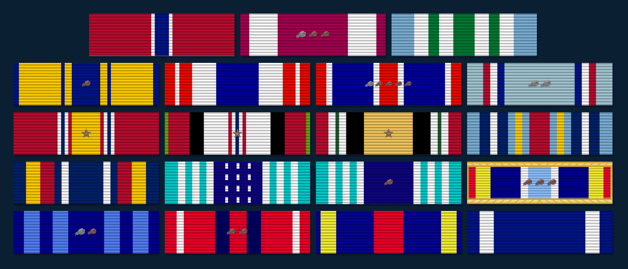 U.S. Air Force ribbon rack in uniform wear order