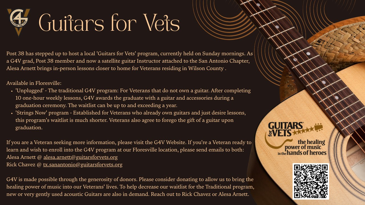 Guitars for Vets program graphic with acoustic guitar